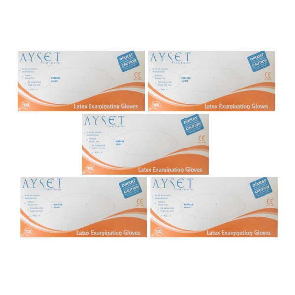 Ayset Beyaz Latex Pudrasız Muayene Eldiven 10 Adet 1 koli