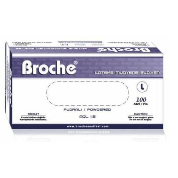 Broche Latex Pudralı Muayne Eldiveni 1 ADET