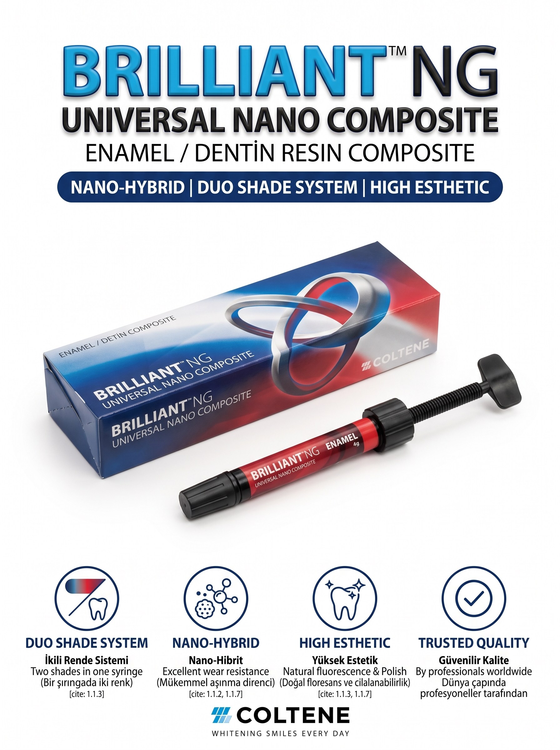 Coltene NG Brillant Nano Hibrit Kompozit 4gr.COLTENEColtene Brilliant NG Üniversal Kompozit 4 g | En Uygun Fiyat
