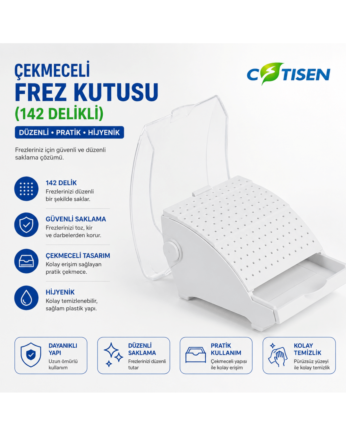 Cotisen Çekmeceli Frez Kutusu (142 Delikli )COTİSEN