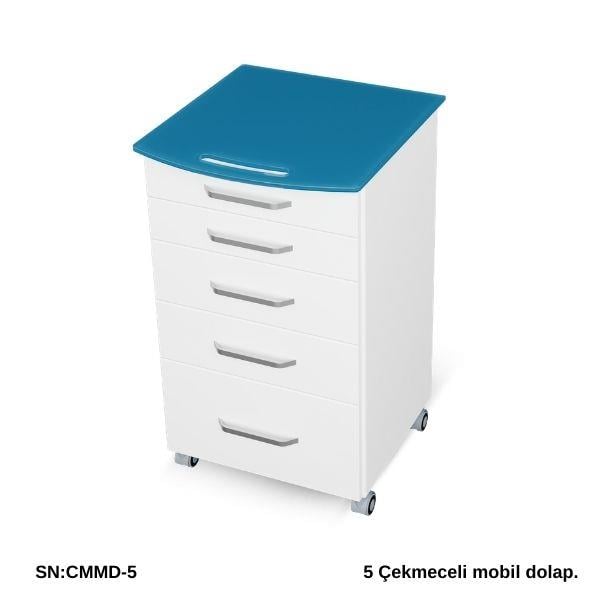 Dental CMMD-5 Cam Tezgahlı Mobil DolapBD
