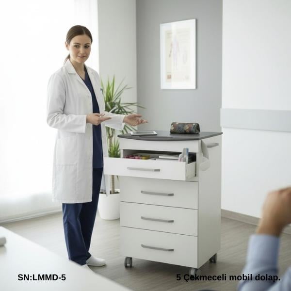Dental CMMD-51 Cam Tezgahlı Mobil Dolap 5 ÇekmeceliBDDental CMMD-51 Cam Tezgahlı Mobil Dolap 5 Çekmeceli, Dental Cepte