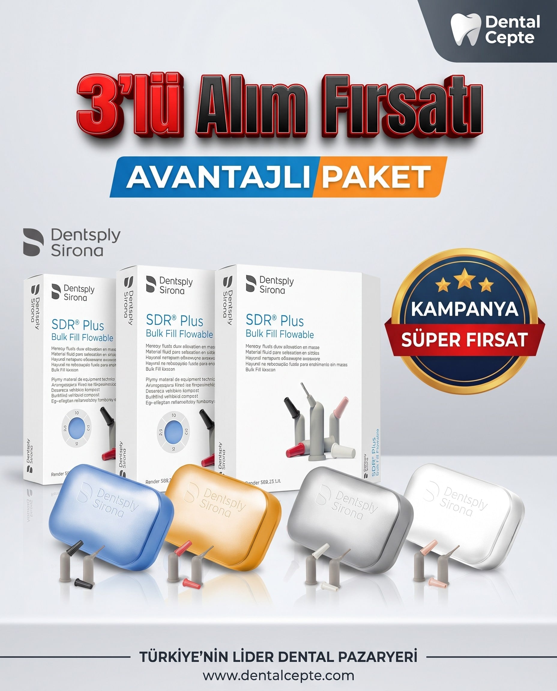 Dentsply SDR Plus Bulk Fill Flowable 110'luk Mega Kit 3'lü FırsatDENTSPLY SİRONADentsply SDR Plus Bulk Fill Flowable 110'luk Mega Kit 3'lü Fırsat | Dental Cepte
