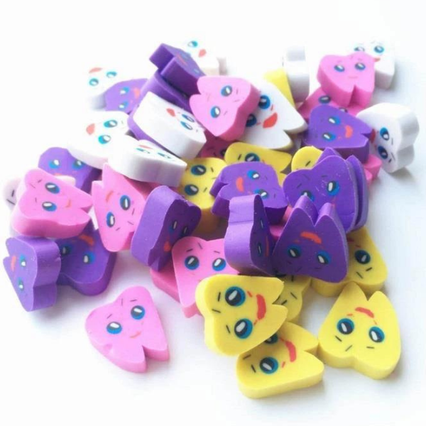 Diş Şeklinde Silgi 50 lik Paket Çocuklar için Hediye