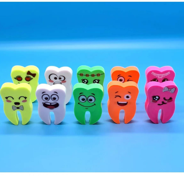 Diş Şeklinde Silgi 50 lik Paket Çocuklar için Hediye