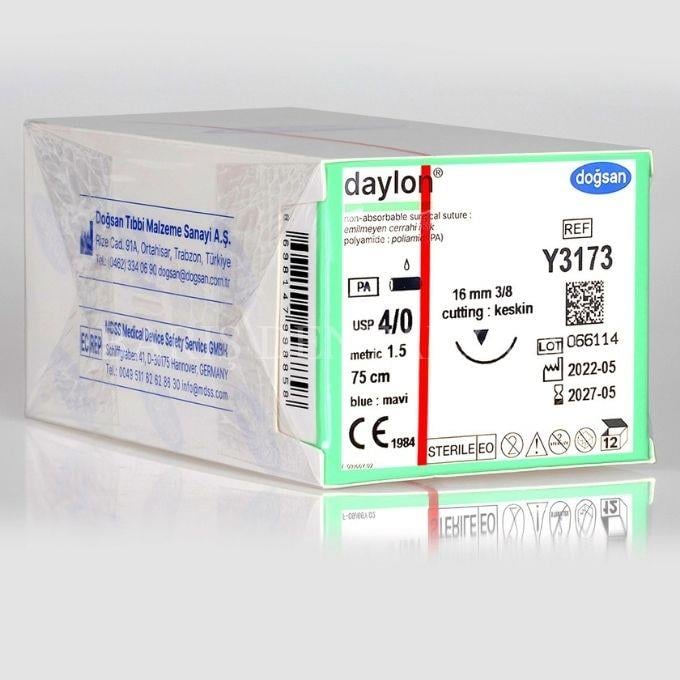 Doğsan Daylon Sütur 4/0 16 3/8 Keskin(▼),75cm