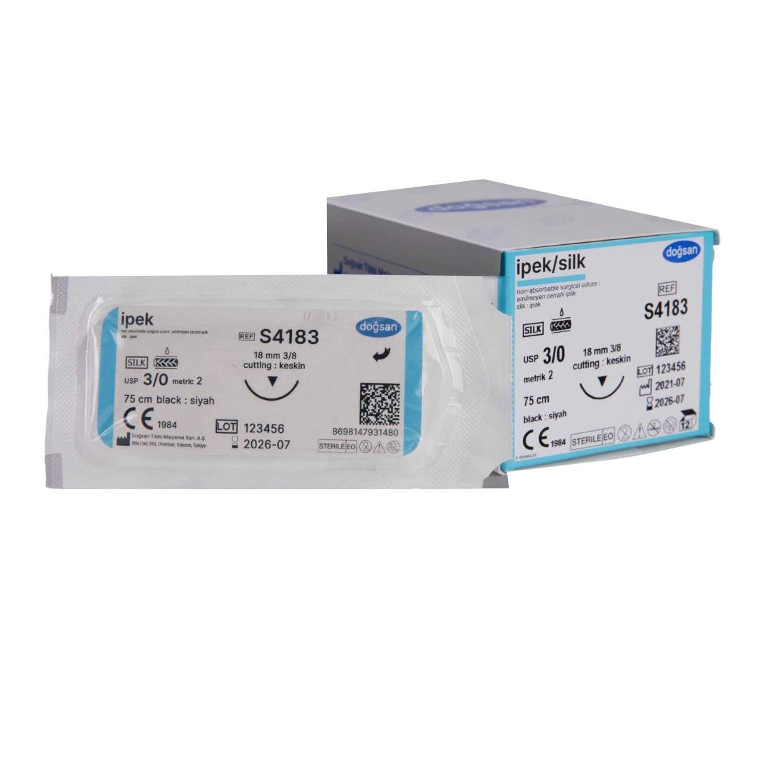 Doğsan İpek Sütur 5/0 13 3/8  Ters Keskin(▼),380µ,45cm