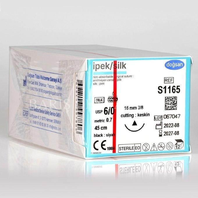 Doğsan İpek Sütur 6/0 16 3/8 Düz Keskin(Δ),45cm