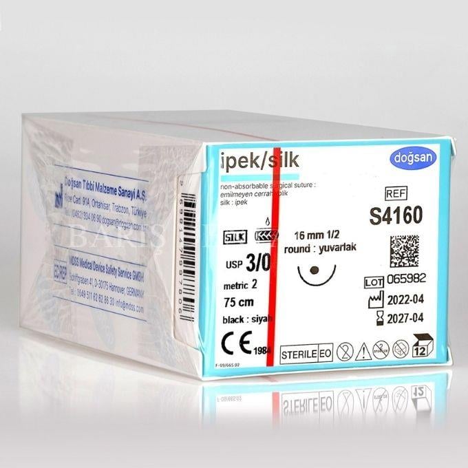 Doğsan İpek/Silk Sütur 3/0 16 1/2 Yuvarlak,75cm