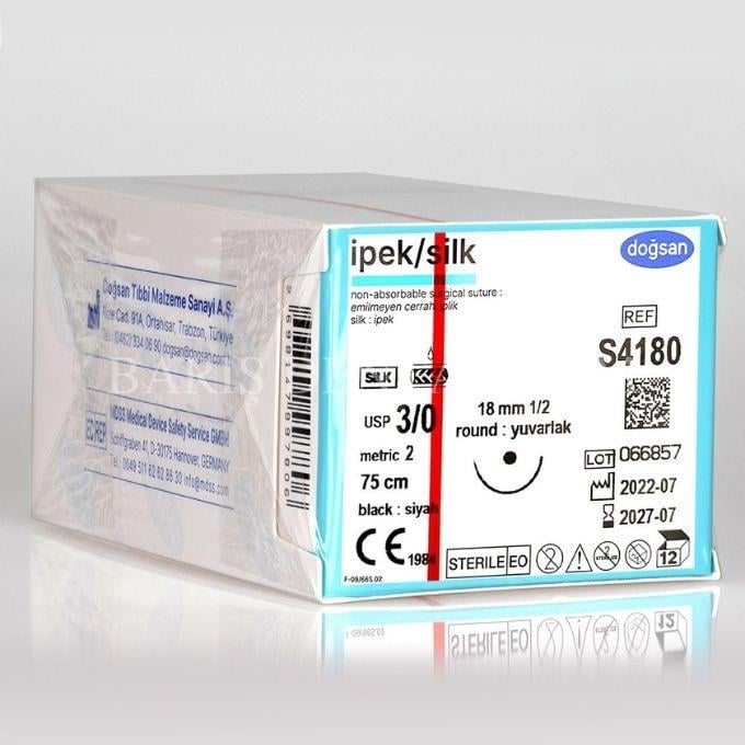 Doğsan İpek/Silk Sütur 3/0 18 1/2 Yuvarlak,75cm