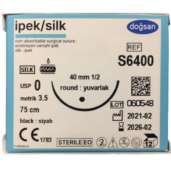 Doğsan İpek/silk Sütur 3/0 18 3/8 Keskin(Δ),75cm 12 Ad/PK.