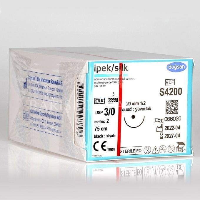 Doğsan İpek/Silk Sütur 3/0 20 1/2 Yuvarlak,75cm