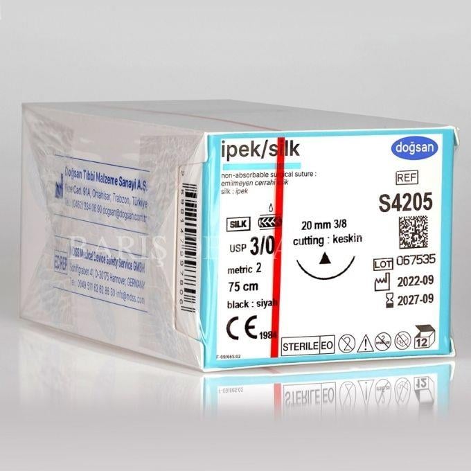 Doğsan İpek/Silk Sütur 3/0 20 3/8 Keskin(Δ),75cm 
