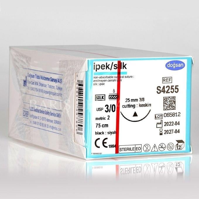 Doğsan İpek/Silk Sütur 3/0 25 3/8 Keskin(Δ),75cm