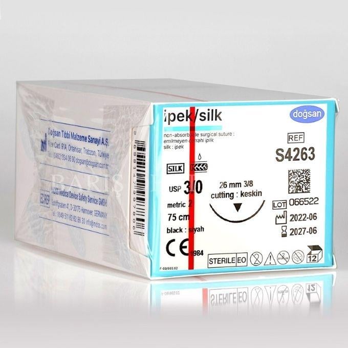 Doğsan İpek/Silk Sütur- 3/0 26 3/8 Keskin(▼),75cm