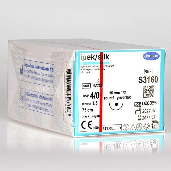 Doğsan İpek/Silk Sütur 4/0 16 1/2 Yuvarlak,75cm 