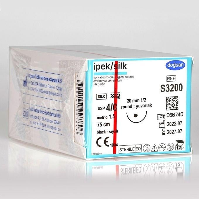 Doğsan Ipek/Silk Sütur 4/0 20 1/2 Yuvarlak,75cm 
