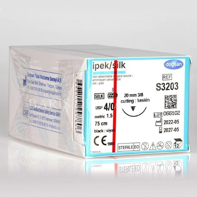 Doğsan İpek/Silk Sütur 4/0 20 3/8 keskin(▼),75cm 