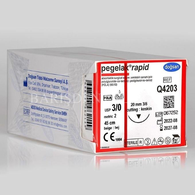 Doğsan Pegelak Rapid Sütur 3/0 20 3/8 Keskin(▼),45cm