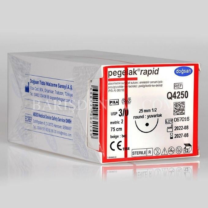 Doğsan Pegelak rapid Sütur 3/0 25 1/2 yuvarlak,75cm