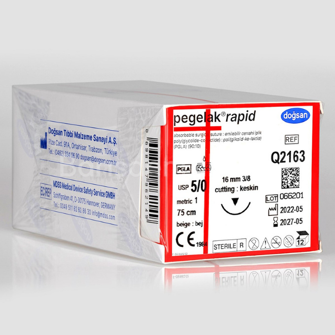 Dogsan Pegelak Rapid Sütur 5/0 16 3/8 Keskin▼,75cm