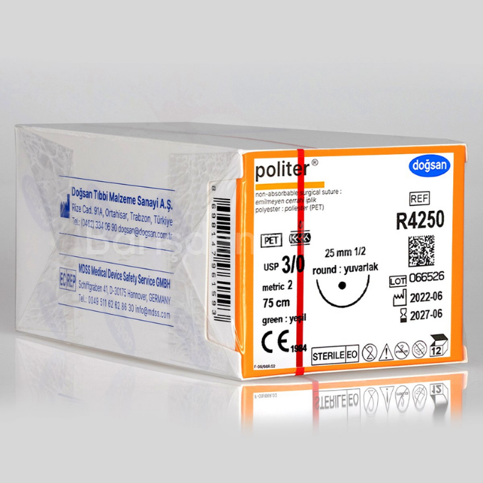 Doğsan Politer Sütur 3/0 25 1/2 Yuvarlak,75cm 