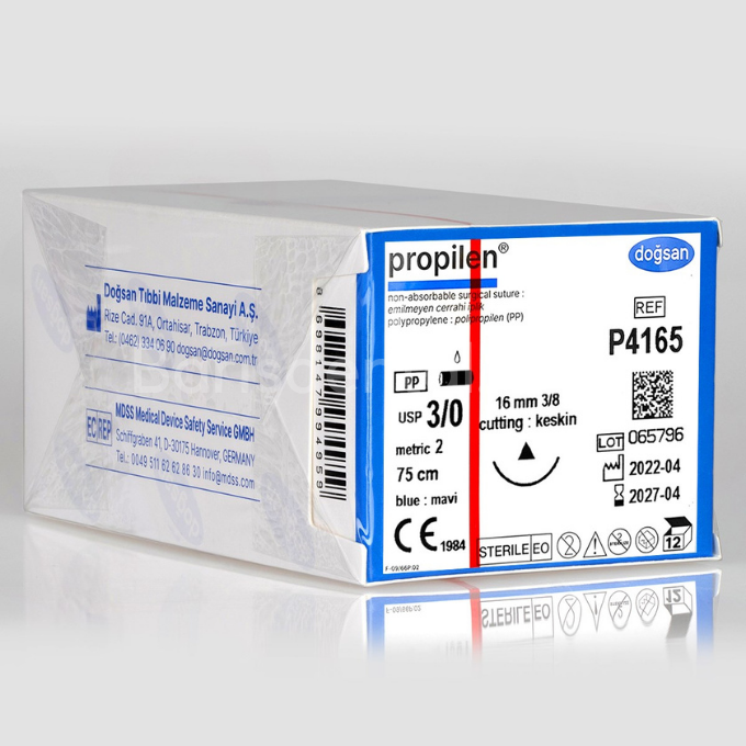 Doğsan  Propilen Sütur 3/0 16 3/8 Keskin(▼),75cm