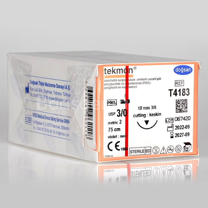 Doğsan Tekmon Sütur 3/0 18 3/8 Keskin(▼),75cm