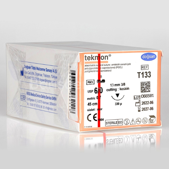 Doğsan Tekmon Sütur 6/0 13 3/8 Keskin▼,330µ,45cm