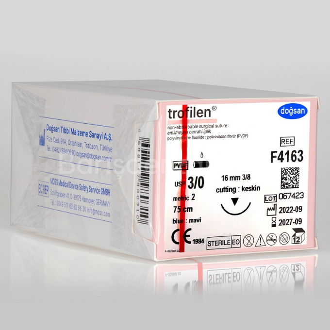 Doğsan Trofilen Sütur 3/0 16 3/8 Keskin(▼),75cm