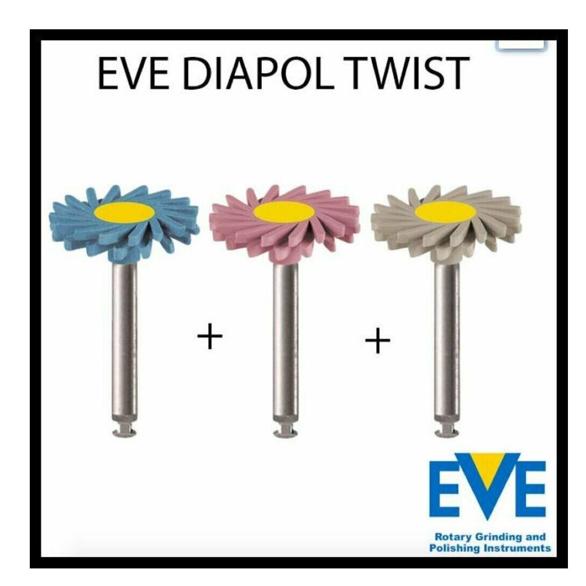 EVE Dental Diapol Plus Twist RA 306 Porselen Parlatma Elmas Spiral Cila Lastiği 6'lı
