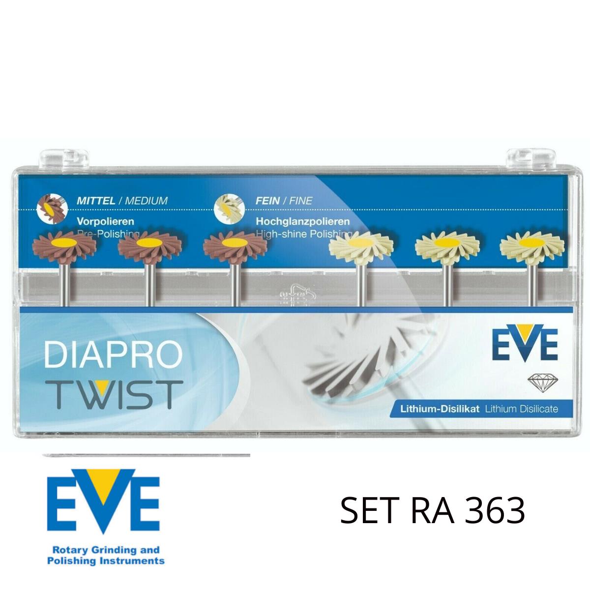 Eve Dental Diapro Twist RA 363 EMax Dental Porselen -Seramik Parlatma Elmas Spiral Elmas Cila Lastiği 6'lı