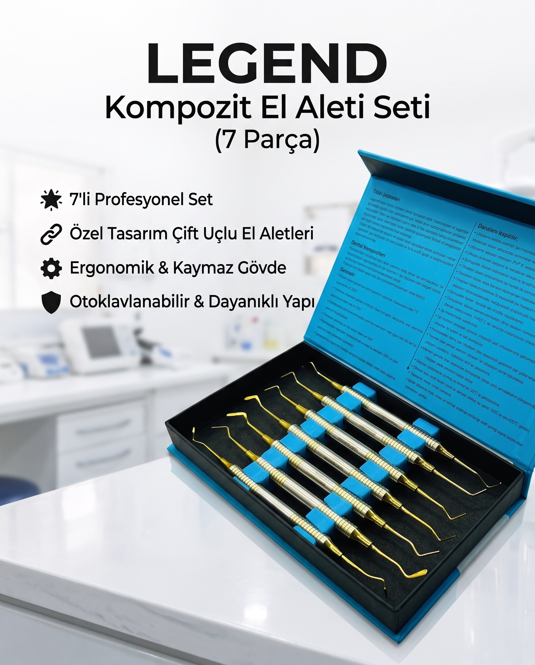 Legend Estetik Kompozit Şekillendirme El aleti Seti 7 liLEGEND DENTALEstetik Kompozit Şekillendirme Aleti Seti 7'li Paket - LEGEND - DENTAL CEPTE