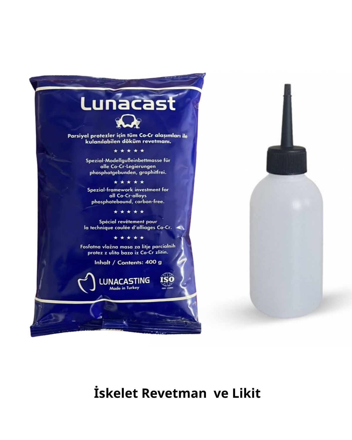 Lunacast Parsiyel Protez Co-Cr Döküm Revetmanı 400 g (Lunacasting) + 100 ml RevetmanBDLunacast Co-Cr İskelet Protez Revetmanı 400 g - DENTAL CEPTE