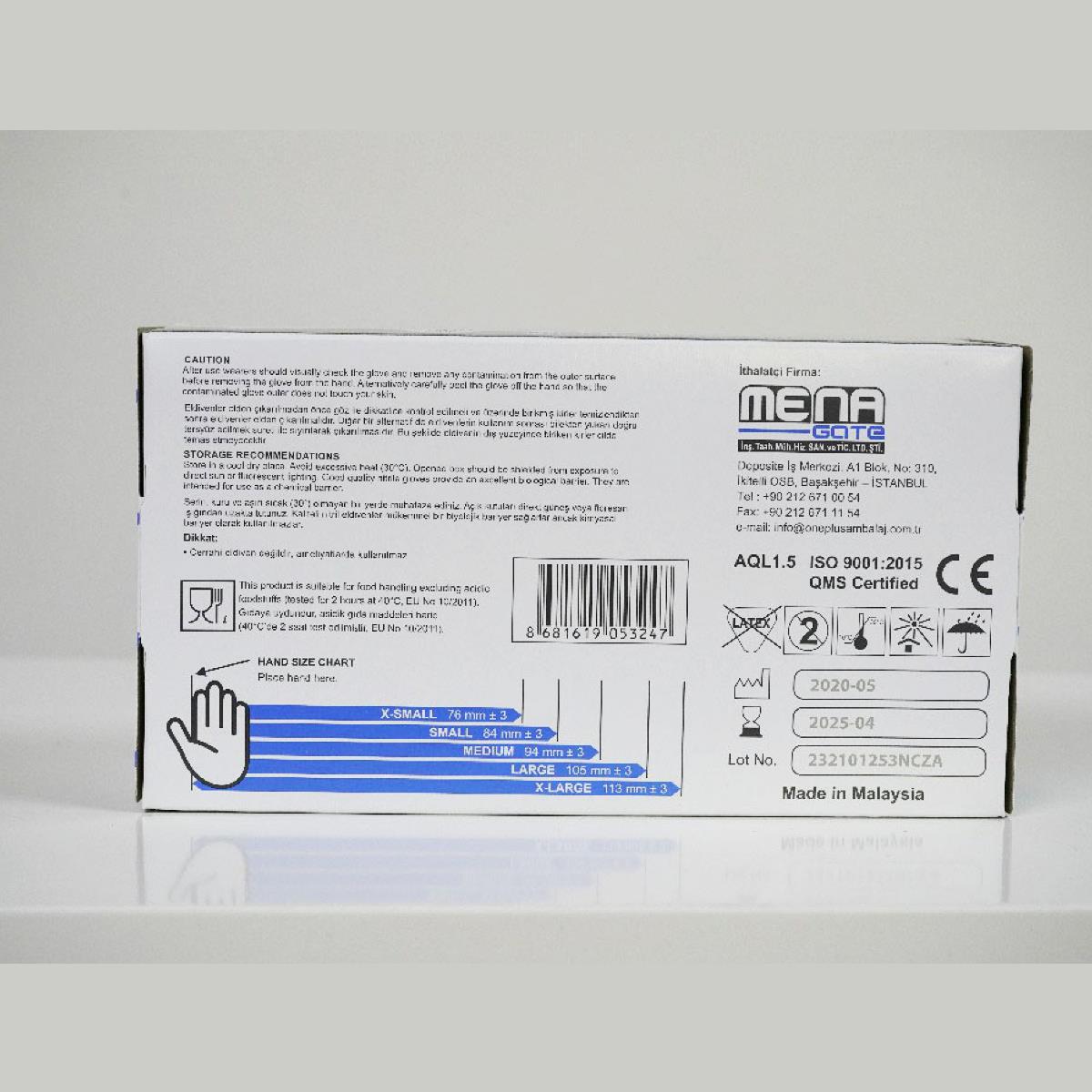 One Plus Mavi Nitril Pudrasız Muayene Eldiven