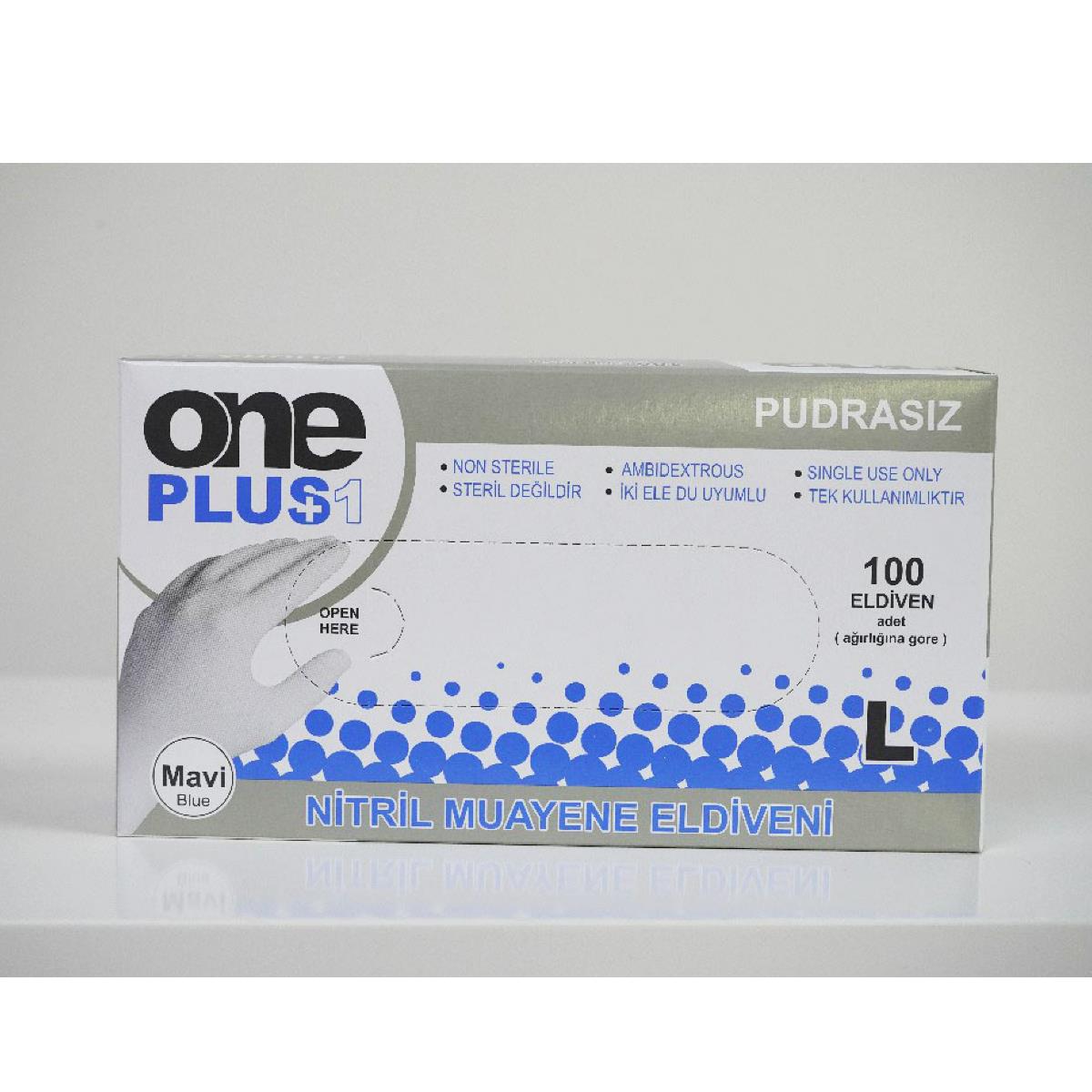 One Plus Mavi Nitril Pudrasız Muayene Eldiven