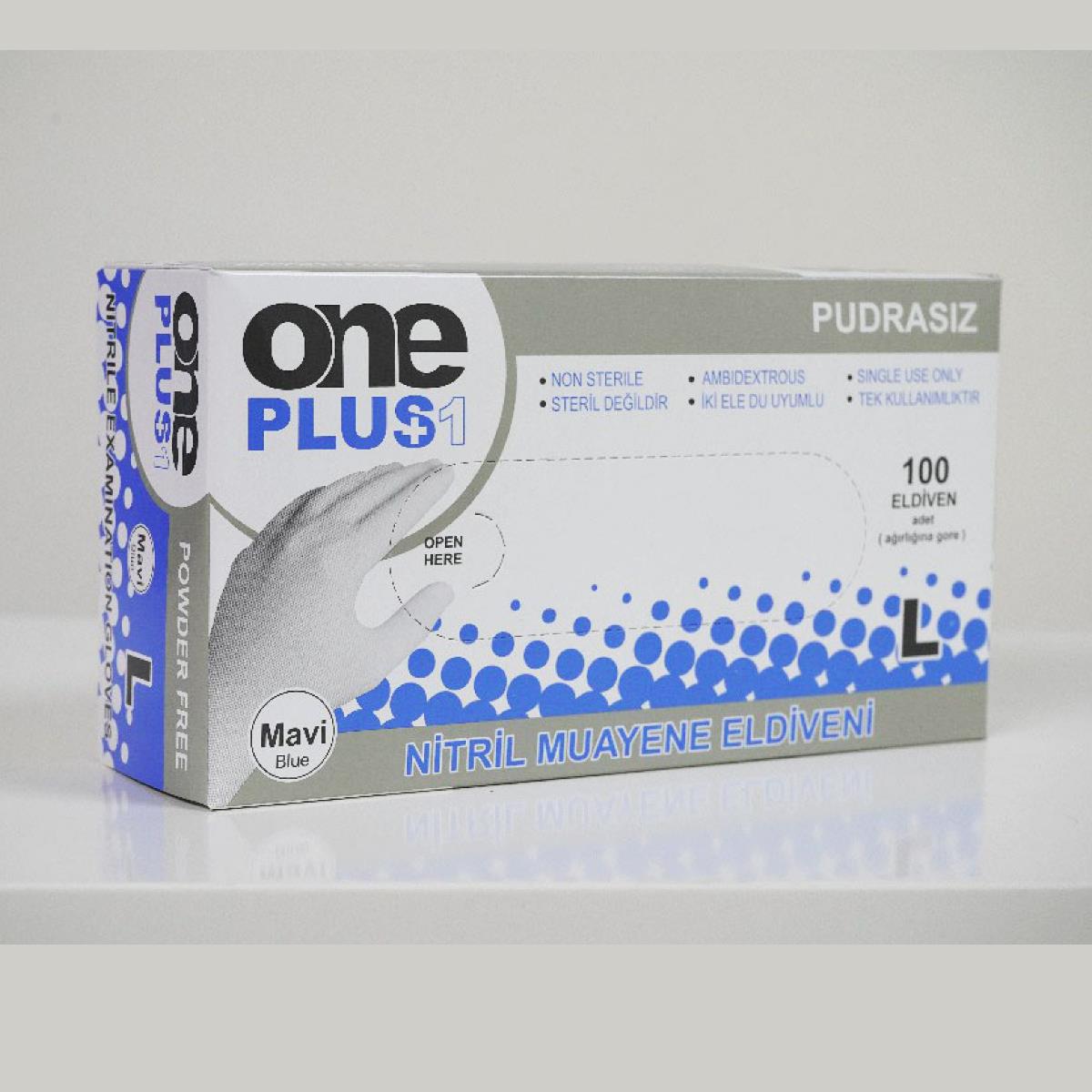 One Plus Mavi Nitril Pudrasız Muayene Eldiven