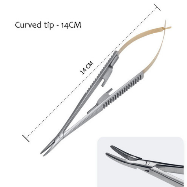 Perfect Micro Cerrahi Portegü Hemostat - Klemp 14mm Eğri Uç