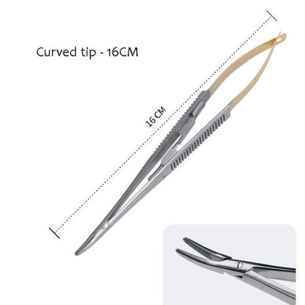 Perfect Micro Cerrahi Portegü Hemostat - Klemp 16mm Eğri Uç