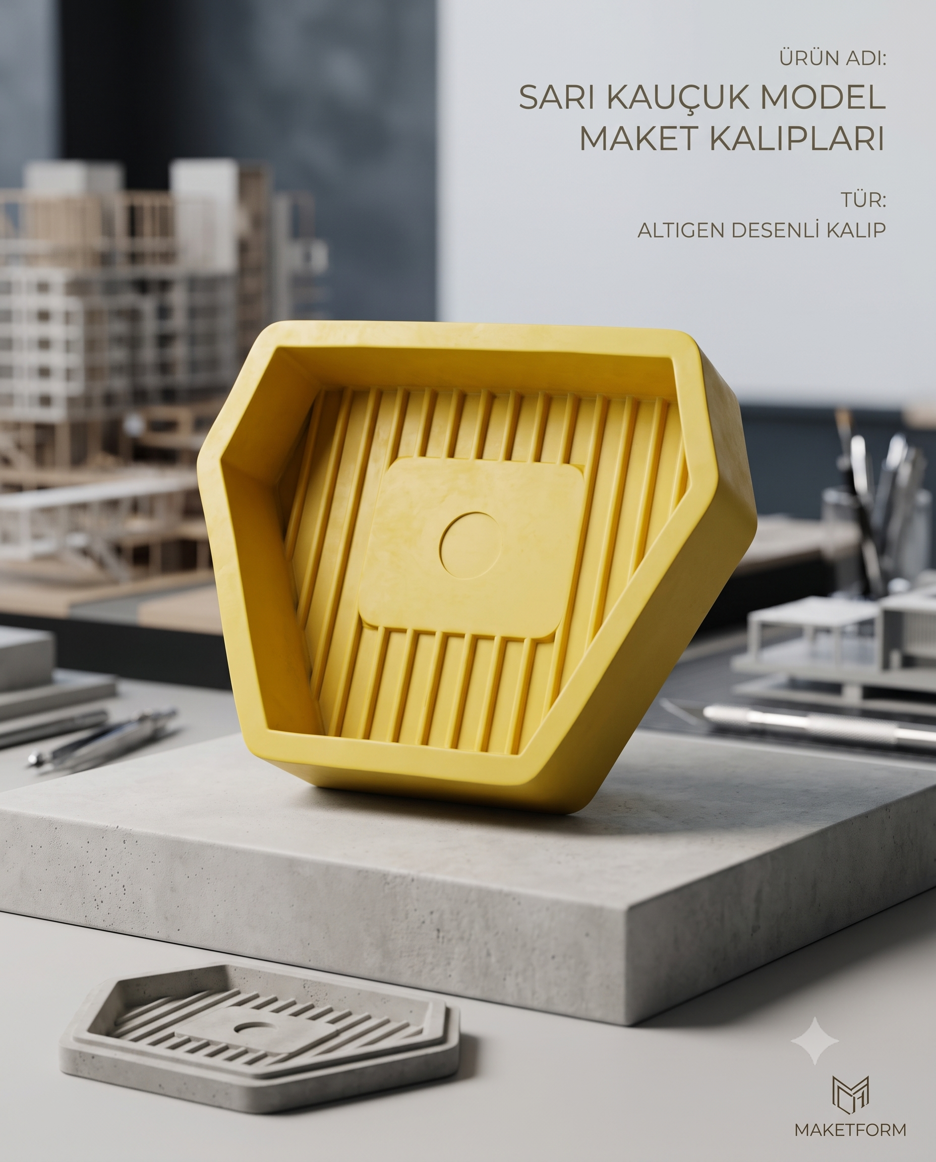 Sarı Kauçuk Dental Modeal Maker Kalıp - Altıgen Form şeklinde Formu 1 AdetBDSARI KAUÇUK MODEL MAKER KALIBI - DENTAL CEPTE