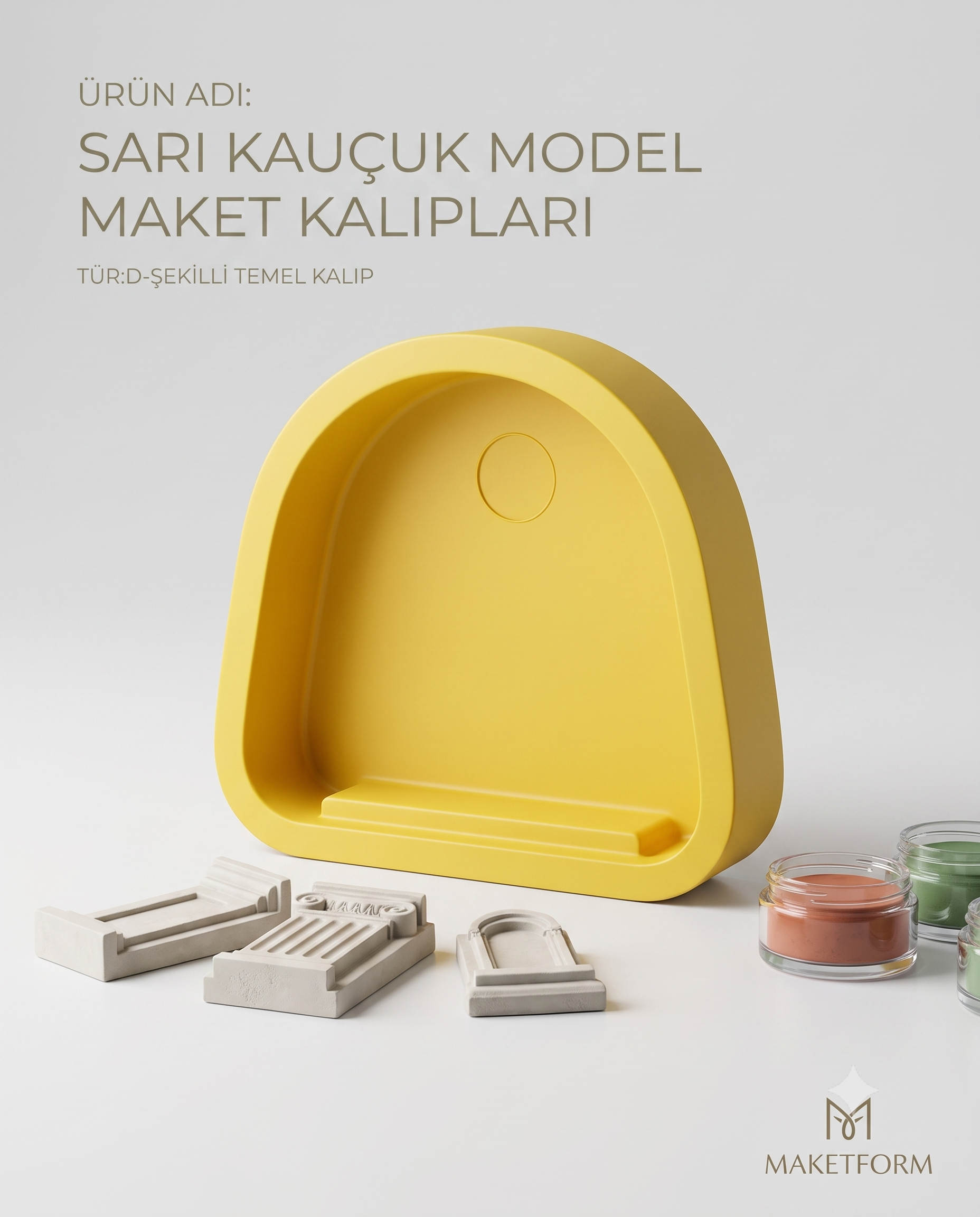 Sarı Kauçuk Dental Modeal Maker Kalıp - D şeklinde Formu  1 AdetBDDENTAL MODEL MAKER - DENTAL CEPTE