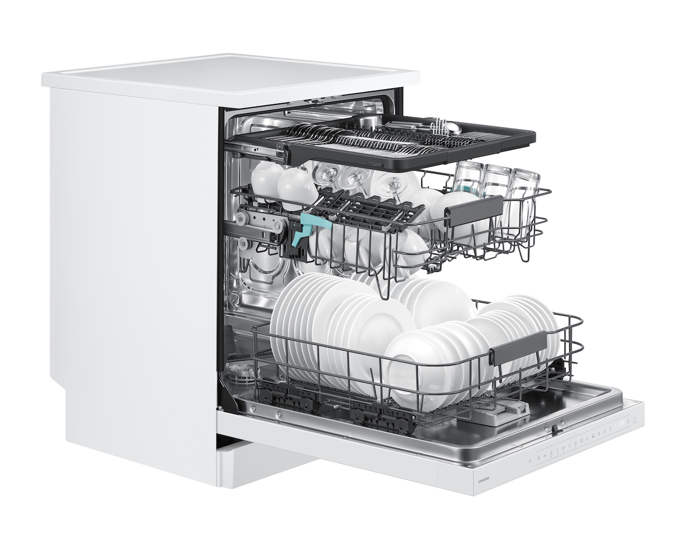 Samsung DW80H73YBFZTR 8 Programlı 14 Kişilik Yapay Zekalı Beyaz Bulaşık Makinesi