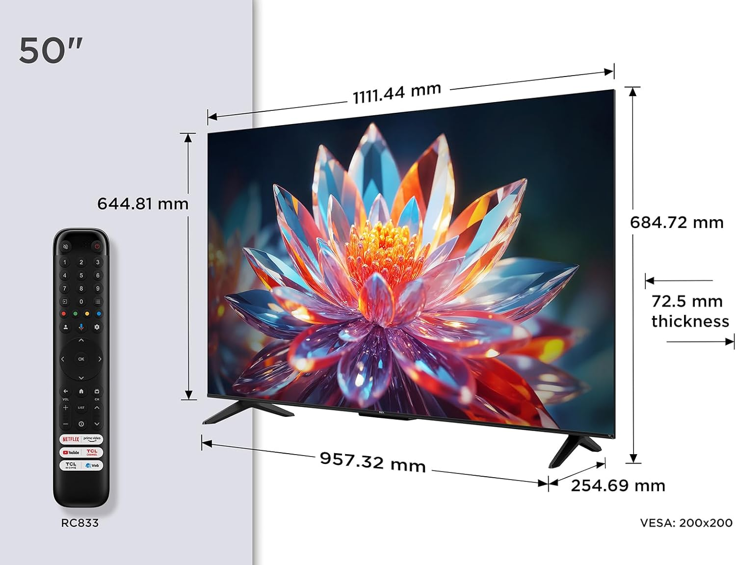 TCL 50T6C 50” QLED 4K HDR TV, Fire TV