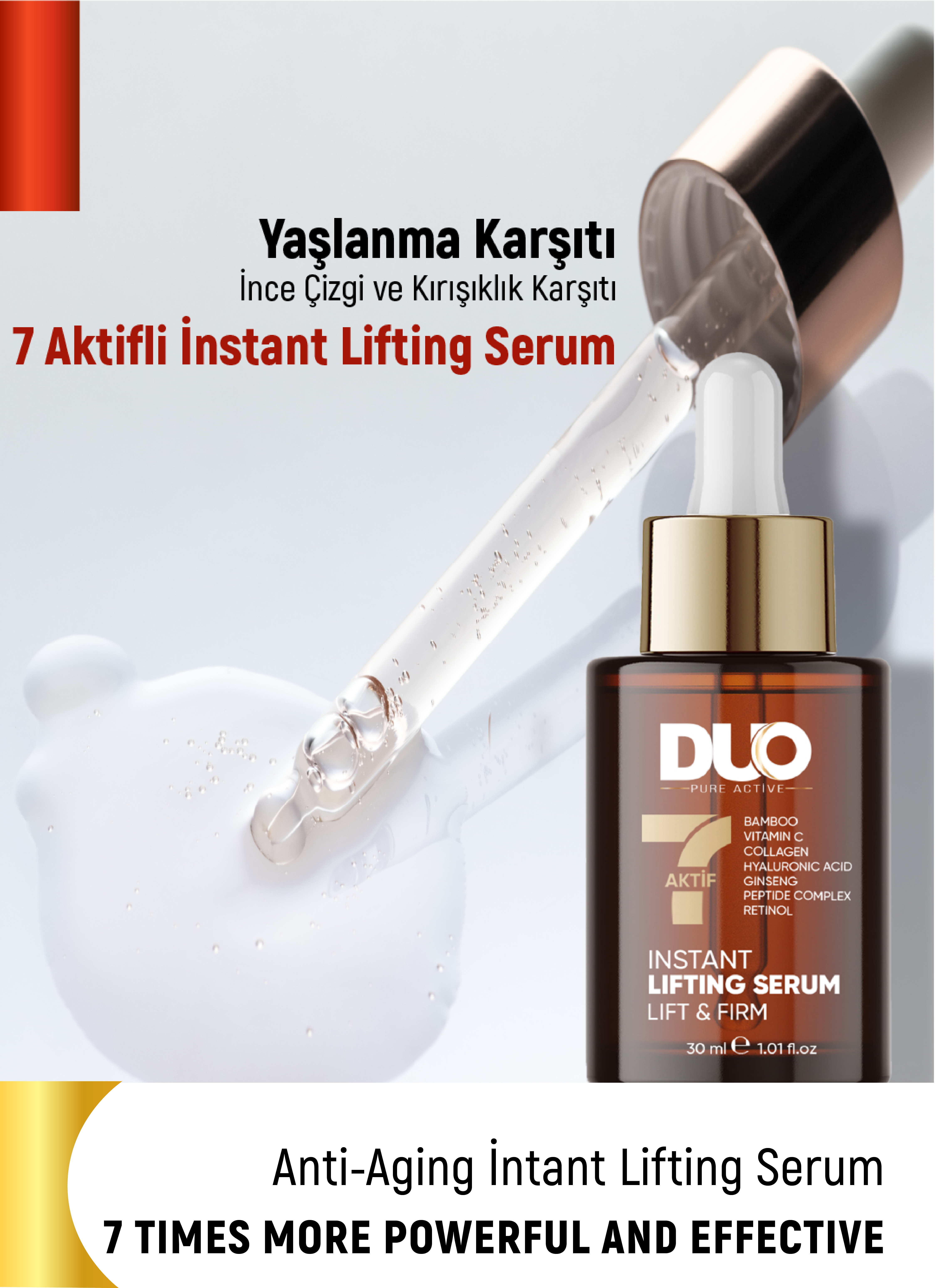 Yaşlanma İnce Çizgi Karşıtı 7 Kat Güçlü İnstant Lifting Serum