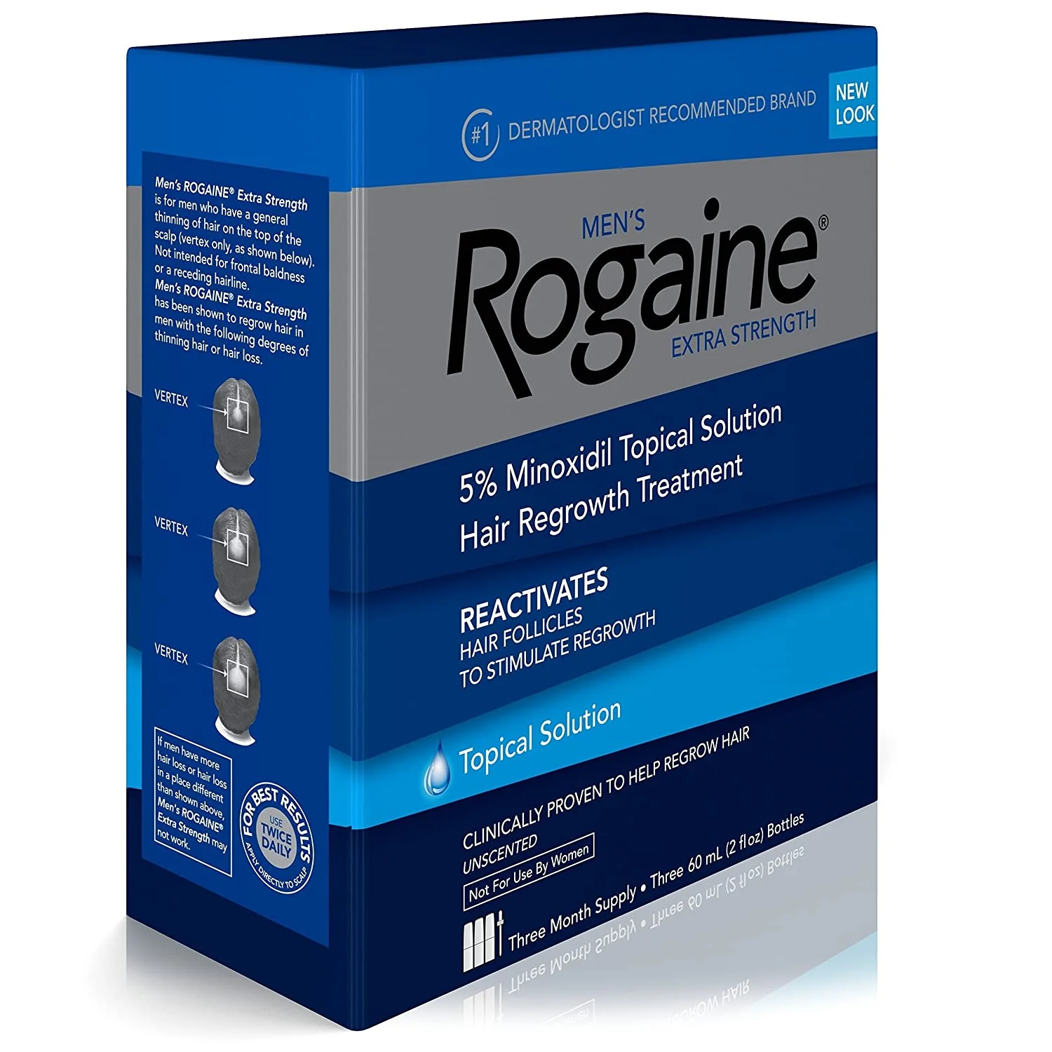  Men's Rogaine Extra Strength 5% Minoxidil Topical Solution for Thin Hair 60 ml