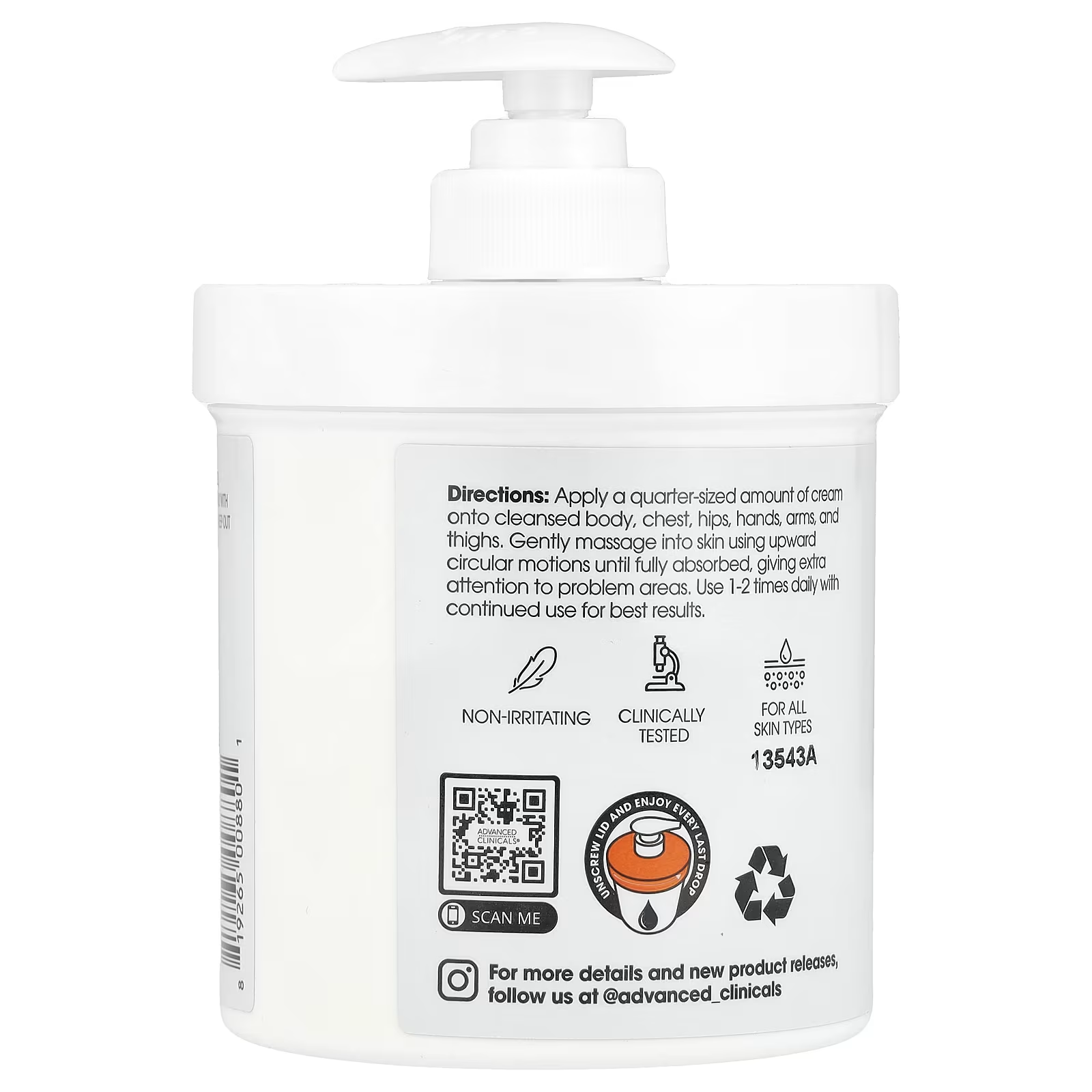Advanced Clinicals, C Vitamini, Gelişmiş Aydınlatıcı Krem, 450 g