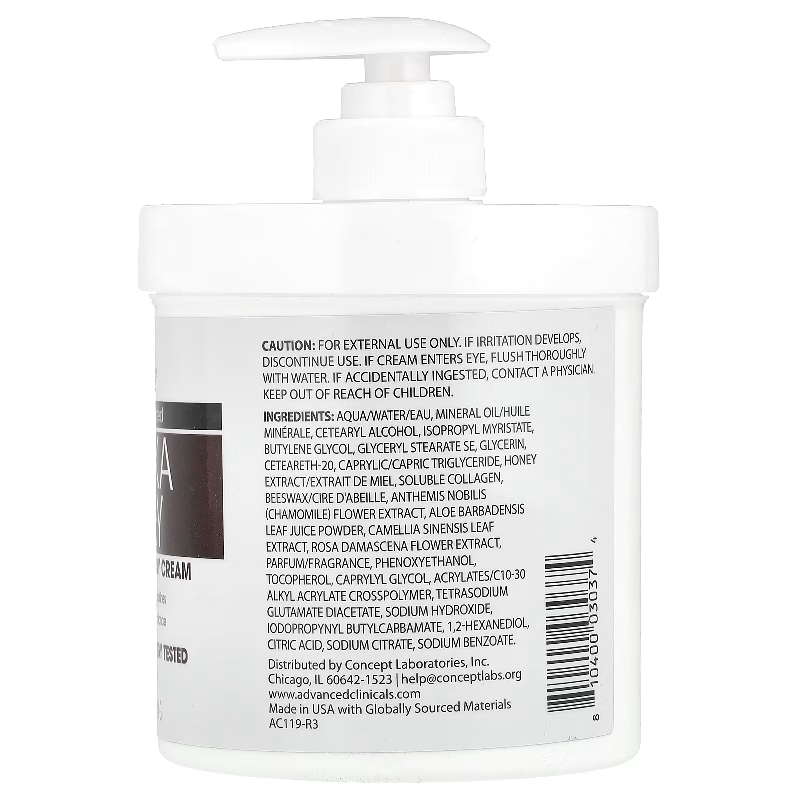 Advanced Clinicals, Manuka Balı, Restore + Hydrate Vücut Kremi, 454 gr
