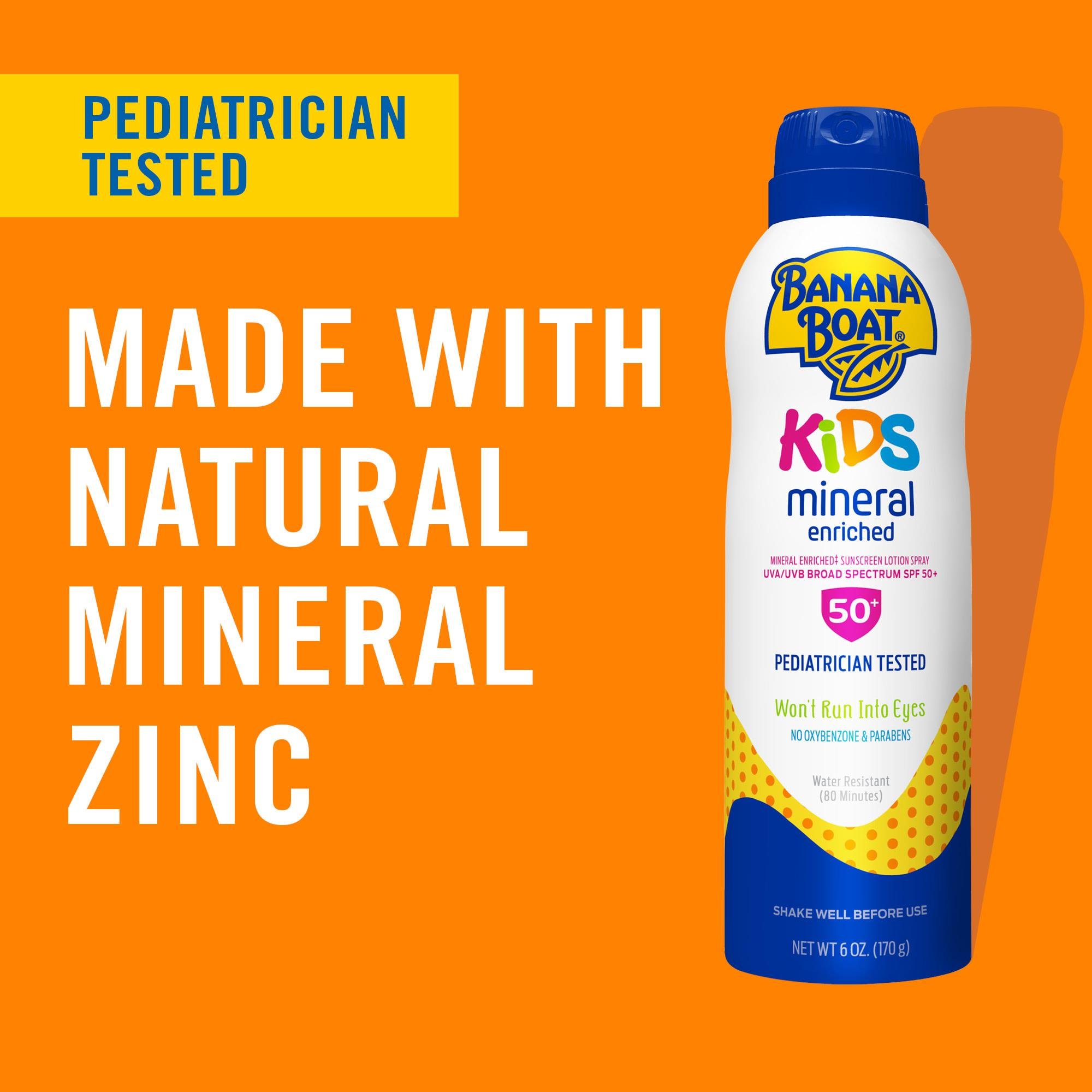 Banana Boat Kids Mineral Güneş Koruyucu Sprey SPF 50, %100 Mineral Sprey Güneş Koruyucu Çocuklar, Güneş Kremi, 141 gr