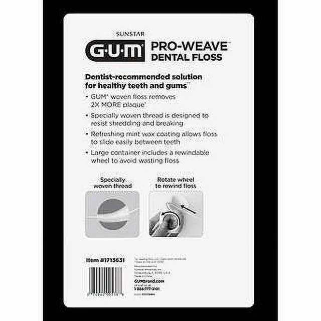 GUM Pro-Weave Dokuma Diş İpi, Parçalamaya Dayanıklı  Diş İpi, Nane Aromalı, 3 Numara + 2 Seyahat Ünitesi