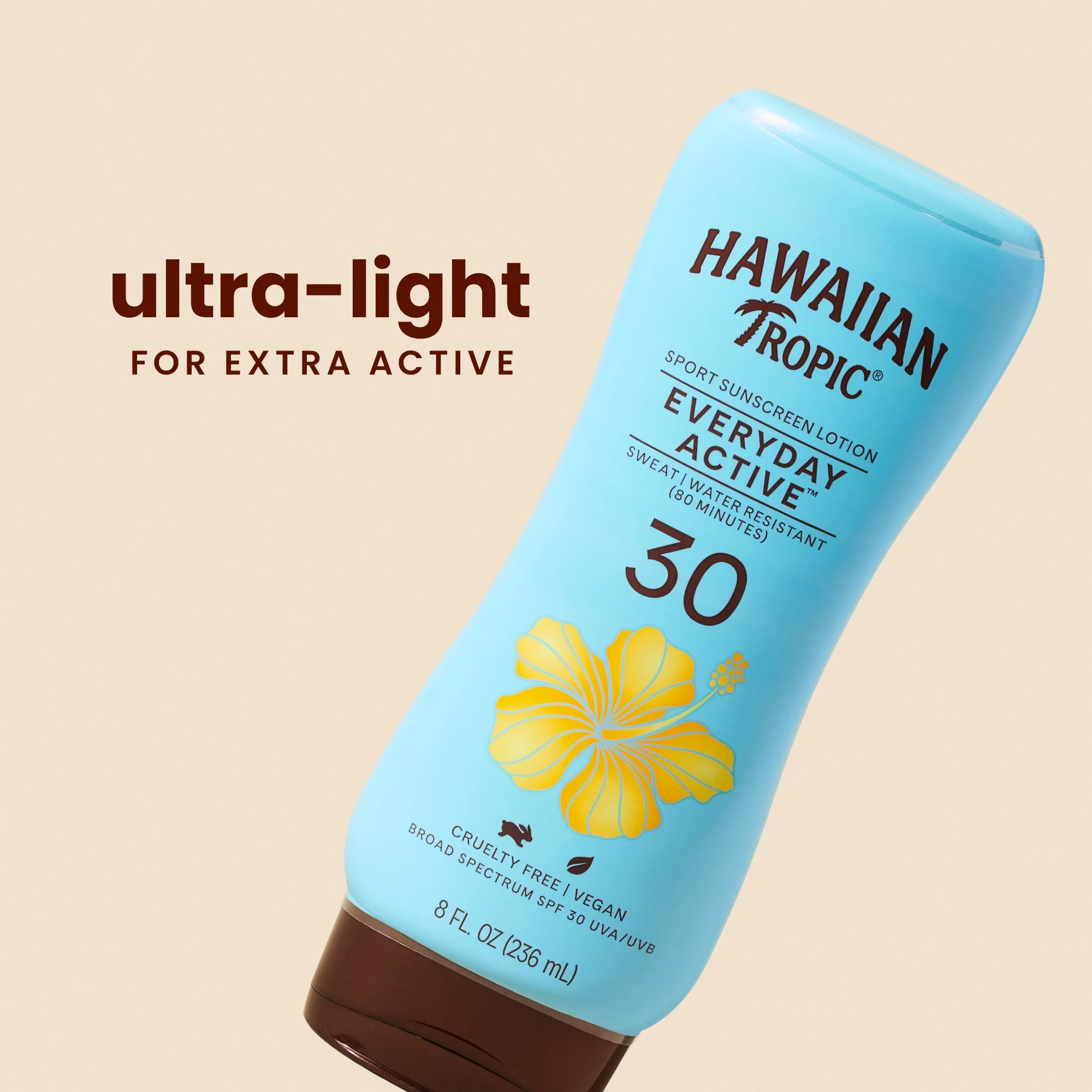 Hawaiian Tropic Günlük Aktif Güneş Koruyucu Losyon, 30 SPF, 8 fl oz, Yetişkin Vegan Güneş Kremi 236ml